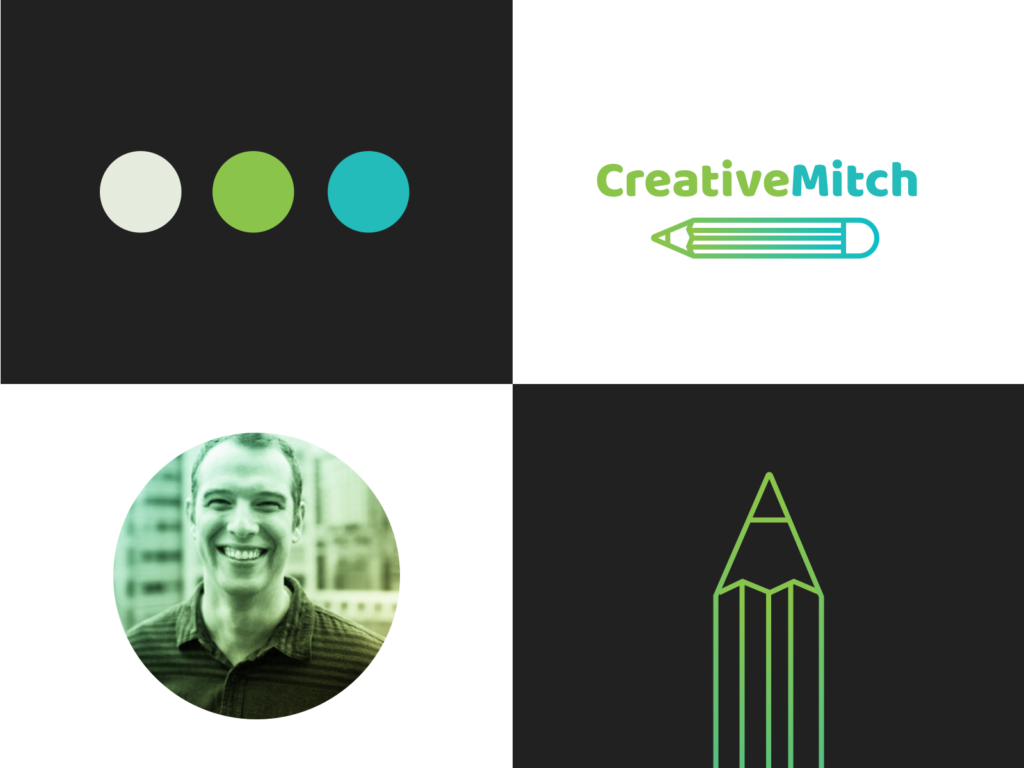 Collage showing branding for a content creator