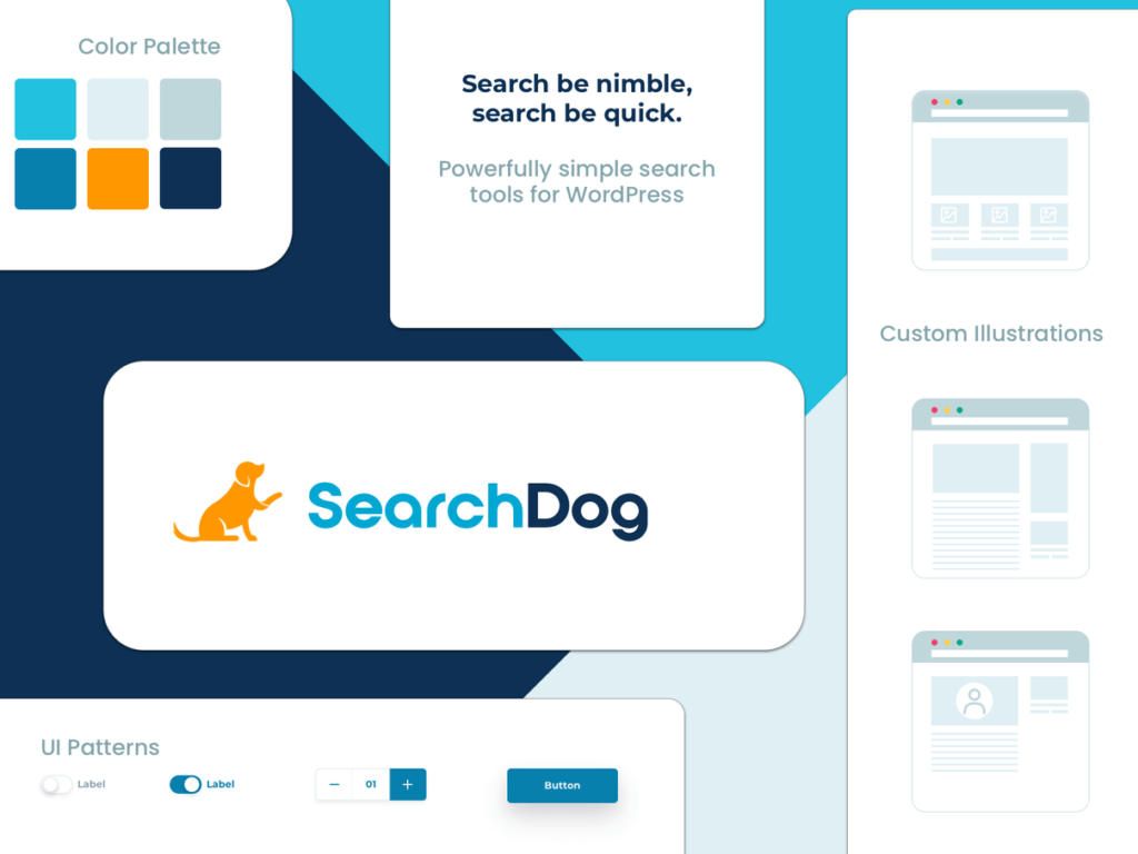 Collage showing branding for a search plugin